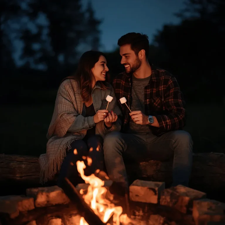 A Romantic Cozy Campfire Moment with a Cute Young Couple | Romantic Young Couple