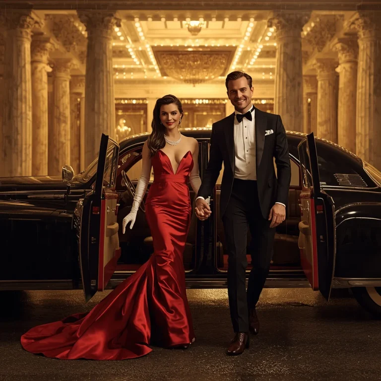Classic Retro Hollywood Glamour Couple At Grand Ballroom | Indian Couple Prompt