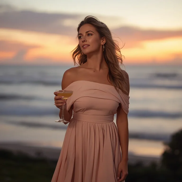 Glamorous Off-the-Shoulder Maxi Dress for a Beach Gala | hd image prompt