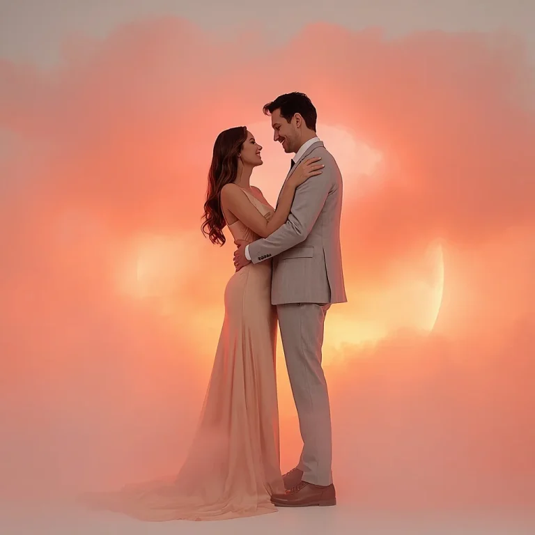 Romantic Couple Embracing Under Beautiful Sunset Clouds Studio | Romantic Couple Captured