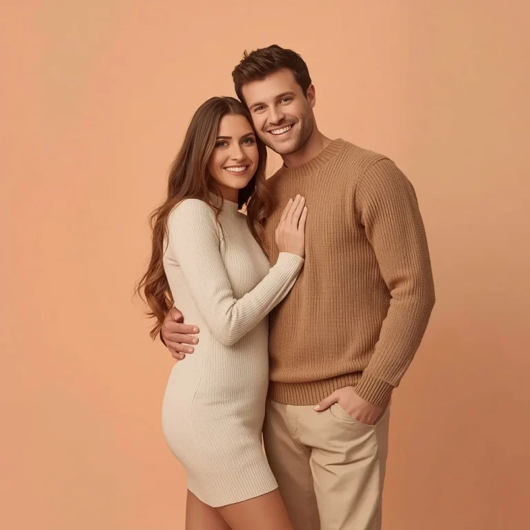 Romantic Couple Posing in Cozy Autumn Knitted Outfits | Cinematic Couple Prompt