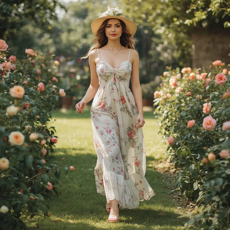 Romantic Floral Maxi Dress for a Garden Party | instagram aesthetic ai prompt