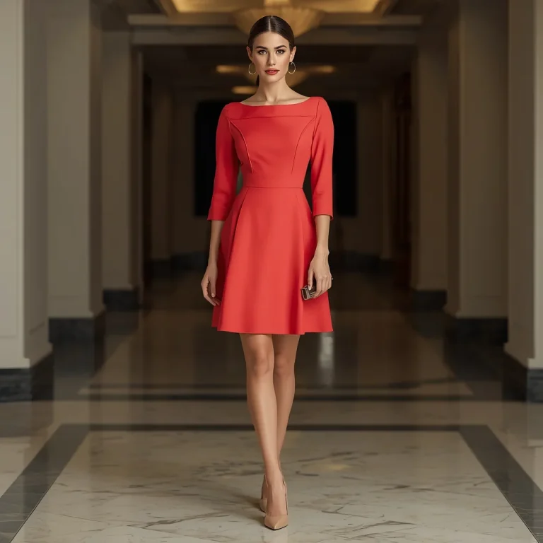 Sophisticated A-Line Mini Dress for Party | character design ai prompt